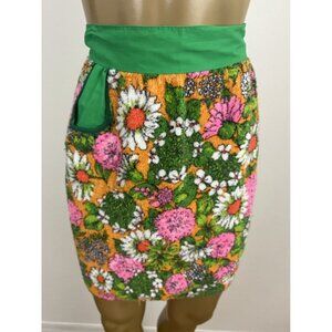 Vintage Kitchen Apron Floral Mod Terrycloth Towel Tie Back Trad Wife Baking